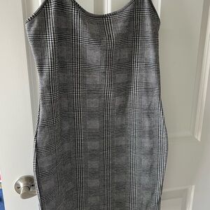 Classic Black and White Plaid Dress